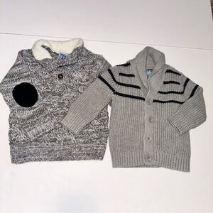 2 Piece Baby Boy 12 Months Clothing Bundle Gray Sweater/Cardigan Little Lad/Gap